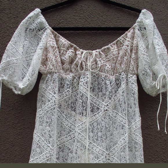 NEW FOR LOVE & LEMONS PORTALA SHEER WHITE LACE MAXI DRESS SIZE S - Picture 5 of 14